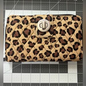 Vera Bradley women’s Turlock cotton wallet in leopard print, recycled cotton.